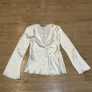 ***Never Worn*** Zara White Satin Top